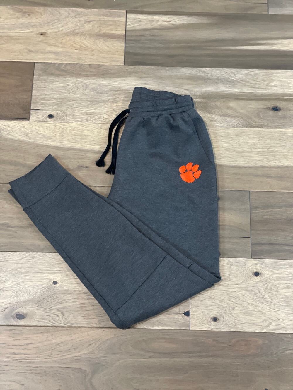 NCAA Clemson Sweatpants Size S Gray Elastic Waist Drawstring Embroidered Logo